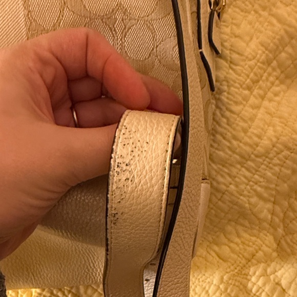 Coach Tan Signature Stripe Backpack with Leather Trim main image 9